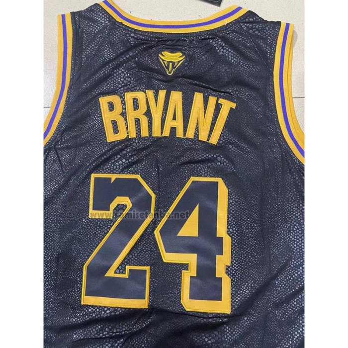 Camiseta Los Angeles Lakers Kobe Bryant #24 Black Mamba Snakeskin Negro